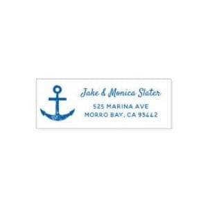nautical blue self-inking return address stamp with anchor