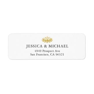 return address label with abstract gold lotus flower