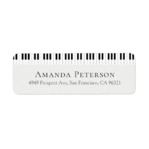 return address label with piano keyboard motif