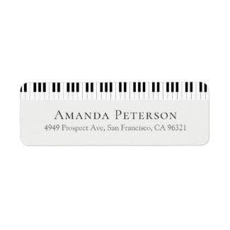 return address label with piano keyboard motif