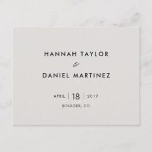 No photo minimalist wedding save the date postcard