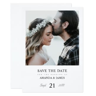 Simple modern photo save the date invite with white borders