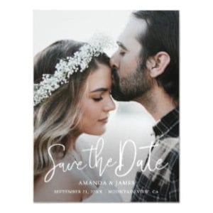 Simple photo save the date magnet with modern typography