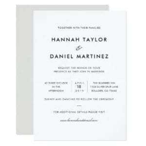 simple, classic, elegant black and white wedding invitation flat card