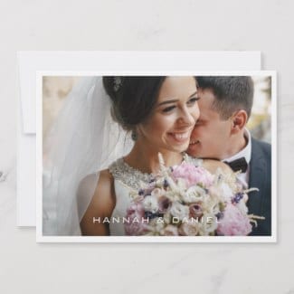 simple modern photo wedding thank you flat card