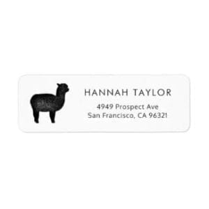 return address label with simple, rustic alpaca motif