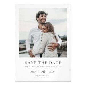 simple minimalist modern photo wedding save the date magnet with borders