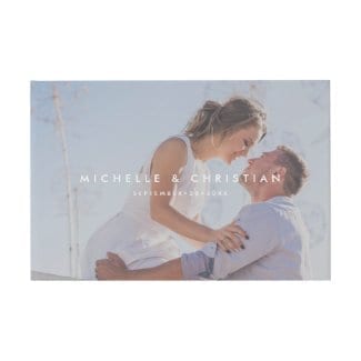 photo wedding guest book with overlay and white names and date text