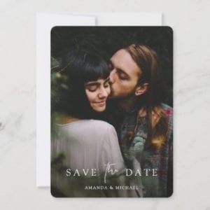 custom wedding save the date template with photo and white text