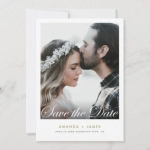 simple modern wedding save the date invite template with photo