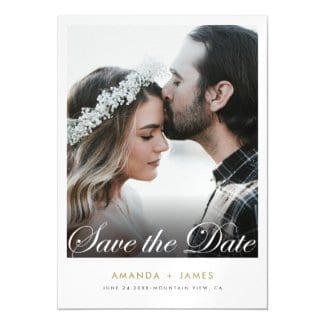 modern wedding save the date invitation magnet with photo and script