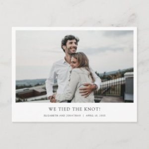 Photo elopement announcement postcard with simple modern borders.