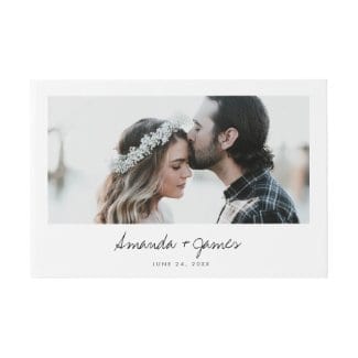custom wedding guest book with photo, black script and and modern minimalist design