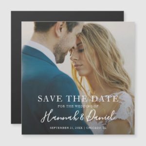 Wedding invitation magnet with photo.