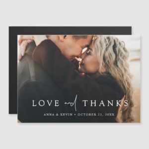 Full photo horizontal wedding thank you magnet.