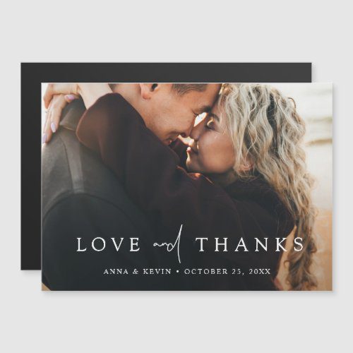 Full photo horizontal wedding thank you magnet.
